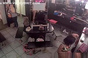 Hot strippers doing their hair and makeups