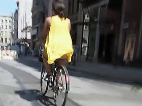 Accidental nudity on a bicycle