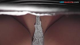 Hot skinny-ass upskirt video of a darling in public