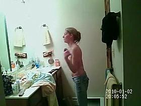 Tight body chick spied in bathroom changing