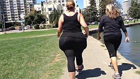 Huge White BBW Candid Spandex Ass Walk