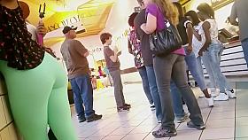 Milf's ass in black and white tights