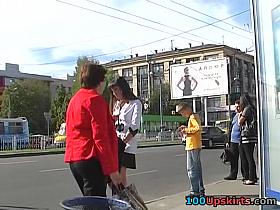 Handsome playgirl's candid upskirt