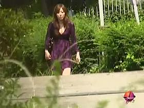 Glorious oriental tart flashes her vagina while her dress get nicked