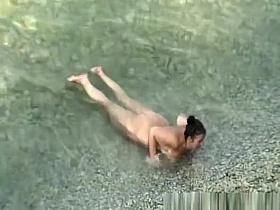 Chubby nudist woman with hairy pussy