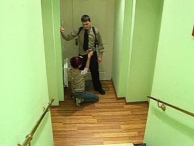 Guy in uniform sucked and fucked in lewd voyeur home made video