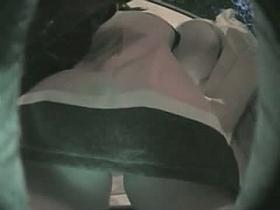 Evening upskirt view in a public place with chick