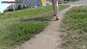 Pretty chick followed by a guy with upskirt camera