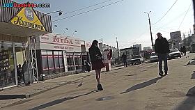 Breathtaking upskirt shot of skinny ass gal in thong