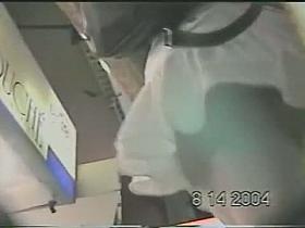 Sexy upskirt of lovely babe whose white skirt reveals ass