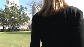 Blonde public exposure