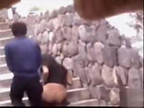 Public doggystyle coitus with a quick cumshot