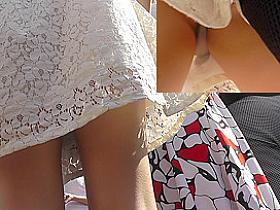 Babe in short airy dress in spy upskirt voyeur movie