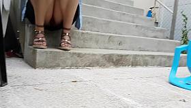 Candid teen upskirt pantie feet voyeur