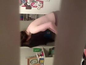 Peeping on neighbor's naked breasts