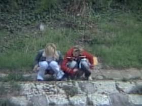 Two shameless girls hidden cam pissing outdoor