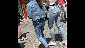 Cute girl with Tight Jean on street