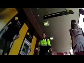 Holy crap! No undies!! dat blonde is a bombshell