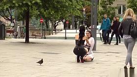 Double penetration public Euro sex