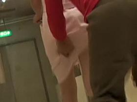 Unexpected sharking made the cute nurse feel shocked