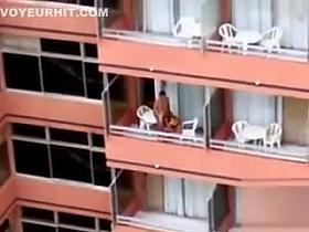 Hardcore sex on the balcony