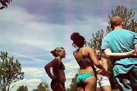 Teen girls in small bikinis