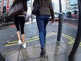 Two chicks in tight pants and leggings