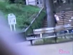 Slam Asian babe gets a skirt sharking in a public place.