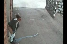 Security cam voyeured chubby amateur pissing in the yard