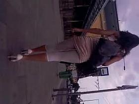 Street candid leggings, high heels