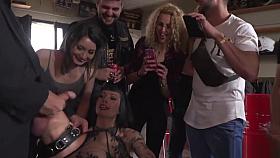 In bikers shop brunette slave disgraced