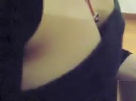 Nipple slip tease for the pizza delivery guy