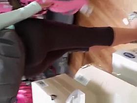 Young milf in black spandex pants