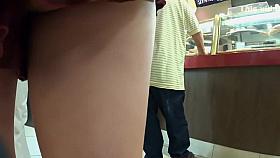 Pussy glimpse in loose shorts