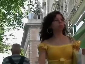 Following a big butt in white pants