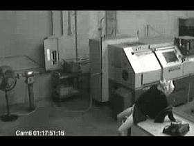 Blonde in cloths stretches legs before the guy in amateur voyeur