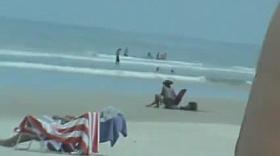 Hot candid teen in polka dot bikini