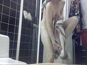 blonde MILF having shower