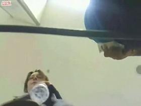 College chick and her super sexy black panties in the upskirt view