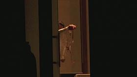 skinny girl caught naked through window