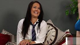 Uniformed british voyeur instructs from couch