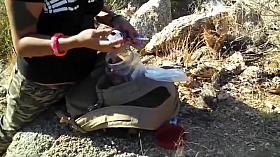 Hiking girl accidentally shows her thong