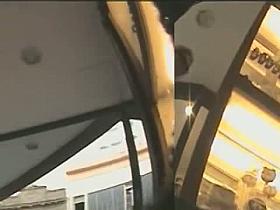 Up skirt view reveals blondie wears no panties