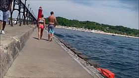 Candid Bikini Beach Butt Ass West Michigan Booty Postcard