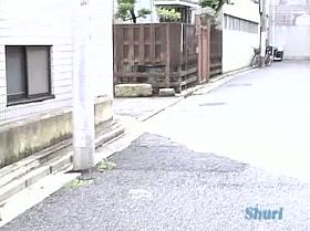 Sexy Asian girl runs for cover in a Japanese sharking video