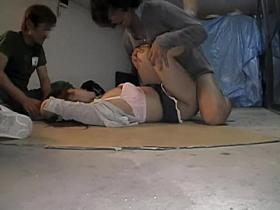 Sharking video with asian broad drilled hard by two hot rods