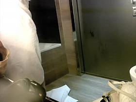 Showering girl is just a little chubby