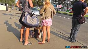 Incredible bow-over upskirt