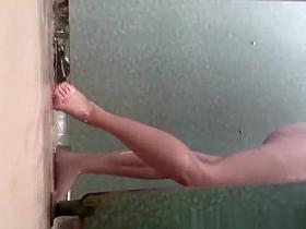 Shaving pubic hair in shower room