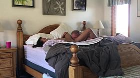 Husband licks, cock slaps, fucks and cums in wife